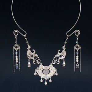 Hanfu Ming Dynasty Long Life Lock Pendant Bell Collar Necklace Accessories - Picture 1 of 13