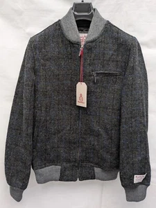 Mens Grey/Blue Check Harris Tweed Baseball Jacket - Picture 1 of 4
