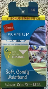 📀 Hanes Premium ComfortBlend 6 Pk Girls Bikini Panties - Size 14 - Picture 1 of 3