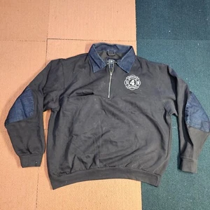 Brunswick No 1 Fire #4 Department 1/2 Zip Sweatshirt Mens Large Black BFC U4d - Picture 1 of 11