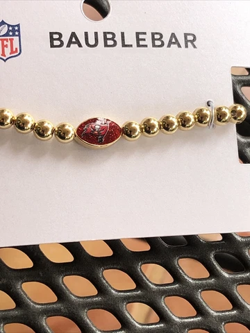 Tampa Bay Buccaneers Women's Gold Elastic Beaded Link Bracelet Cover