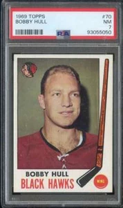 1969-70 TOPPS #70 BOBBY HULL PSA 7 BLACKHAWKS HOF *INVAJ2636 - Picture 1 of 2