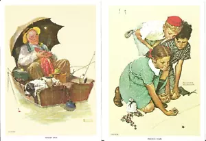 Set di due stampe d'arte vintage Norman Rockwell 5x7 - Foto 1 di 1