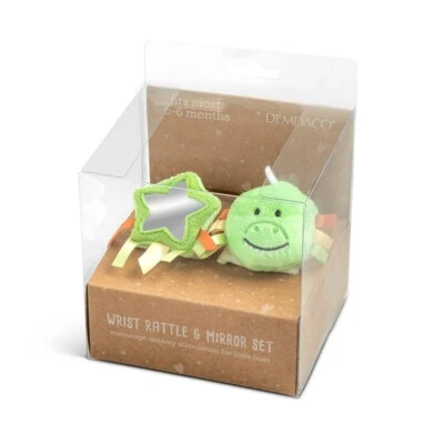 DEMDACO Juego de sonajero de muñeca y espejo dinosaurio Foto 1 de 3