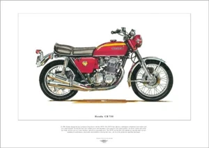 HONDA CB 750 Motorbike Fine Art Print - 1969 Four-Cylinder & Five-Speed Gearbox - Picture 1 of 1