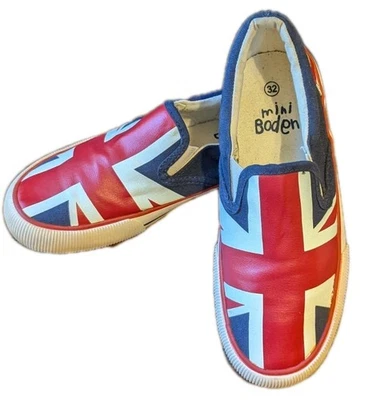 Mini Boden Niños Unisex Talla 10-11 9" Sin Cordones Union Jack Bandera Zapatos Reino Unido Foto 1 de 4