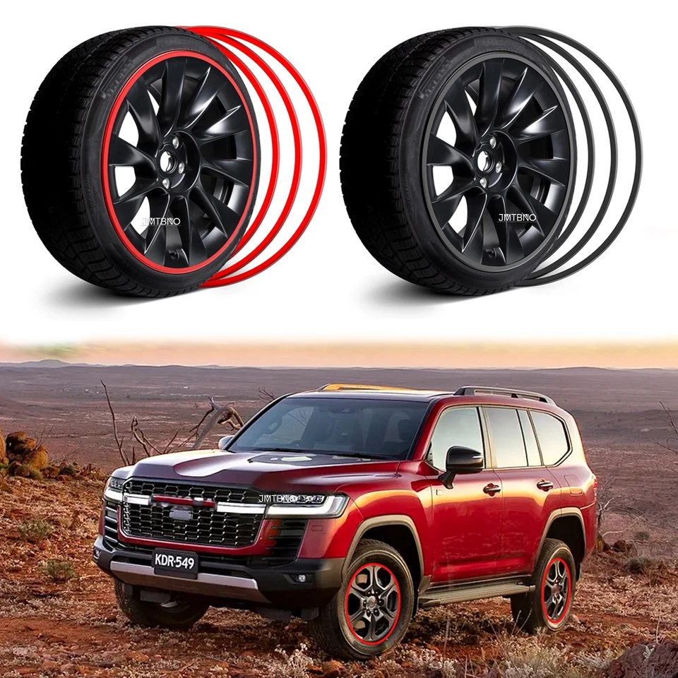 Protetor de aro cubo de roda de carro 4 guarnição pneu anel tira para Toyota Land Cruiser Sport - Imagem 1 de 4