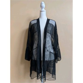 Victoria&rsquo;s Secret Black Lace Kimono Robe XS/S Sexy Lingerie Panelled Cover Up