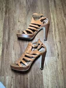 Guess Women’s Tan Strappy Faux Leather High Heels- Size 8 - Picture 1 of 10