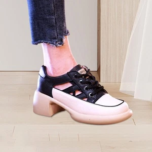 Women Heeled Sandals Hollow Fashion Closed Toe Lace up Unique High Heeled Wedge - Picture 1 of 43