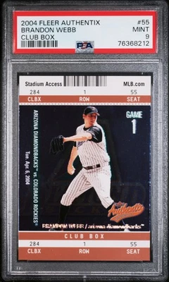 2004 Fleer Authentix Club Box /25 #55 Brandon Webb PSA 9 RC Rookie - Image 1 of 2