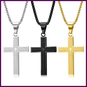 Collana in acciaio inox con ciondolo croce preghiera dei signori per uomo donna cristiana - Foto 1 di 27