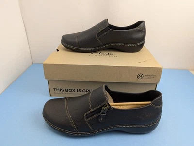 Womens Clarks Cora Harbor Black Leather Loafers Size 11 - Image 1 of 4