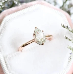 1.90CT Pear Cut Moissanite Solitaire Engagement Ring, Anniversary Gift For Her - Picture 1 of 7