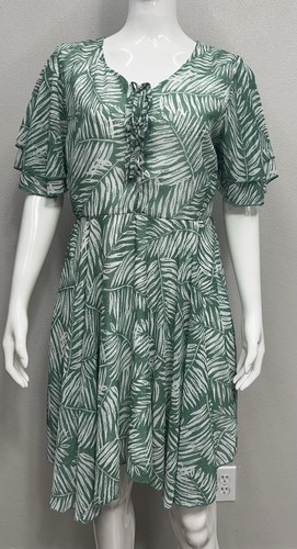 PALM ANGELS Abito tropicale Hayden grande verde foglie di palma vacanza spiaggia hawaiana