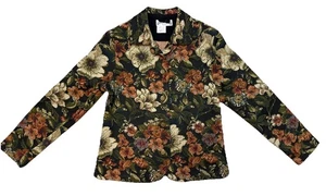 Vtg Y2K Jacket Tapestry Blazer Women’s Floral Grunge Goth Jacket Small - Picture 1 of 8