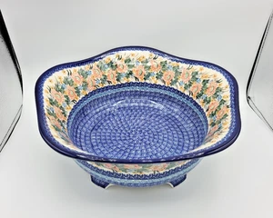 Unikat Polish Pottery Floral Footed Bowl Whisper Of Love M Starzyk 2006 NEW - Picture 1 of 14