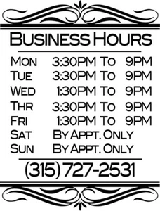 Custom Business Fancy Store Hours Sign Vinyl Decal Sticker Window Door - Picture 1 of 2