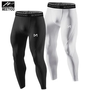 2 Pack Men's Workout Leggings Compression Base Layer Gym Sports Running Pants - Picture 1 of 13