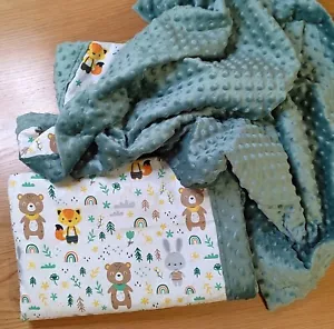 Handmade Baby Blanket - Green/animals  - Picture 1 of 6
