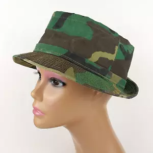 Sombrero Fedora Cubo Camuflaje Vintage Lona Camuflaje Caza Talla M -Hecho en EE. UU. - Imagen 1 de 7