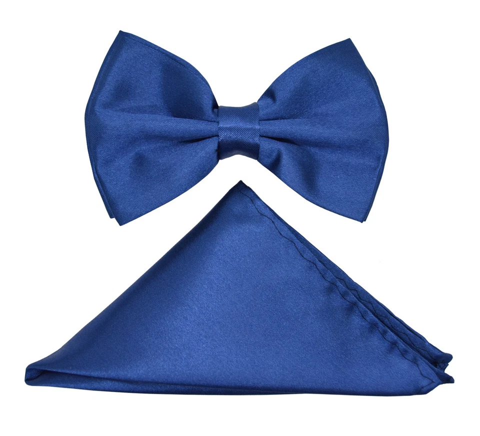 Conjunto de pajarita y pañuelo para hombre pañuelo atado boda fiesta colores lisos Foto 1 de 1