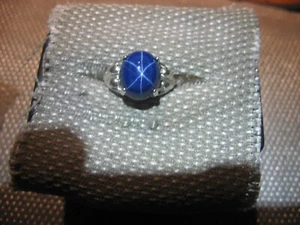 12X10MM CORNFLOWER BLUE LINDE STAR SAPPHIRE RING 925 STERLING SILVER SIZE 6 - Bild 1 von 7