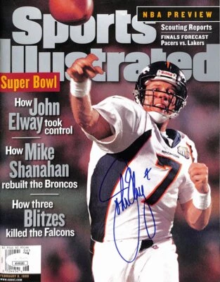 Revista Sports Illustrated 1999 firmada por John Elway sin etiqueta Broncos JSA 190321 Foto 1 de 2