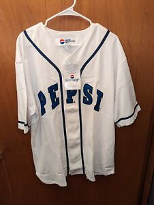 Vintage Pepsi Generation Next Mens Baseball Jersey White Blue Button Up L/XL New