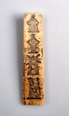 Antique Wooden Hand Carved Dutch Cookie Gingerbread Mold, c 1700’s - Image 1 of 4