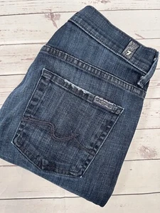 7 For All Mankind Damen Mid Rise Dark Wash Blau Bootcut Jeans Größe 28 - Bild 1 von 9