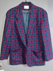 Vintage Pendleton Jacket Wool Pink And Green Plaid - Picture 1 of 14