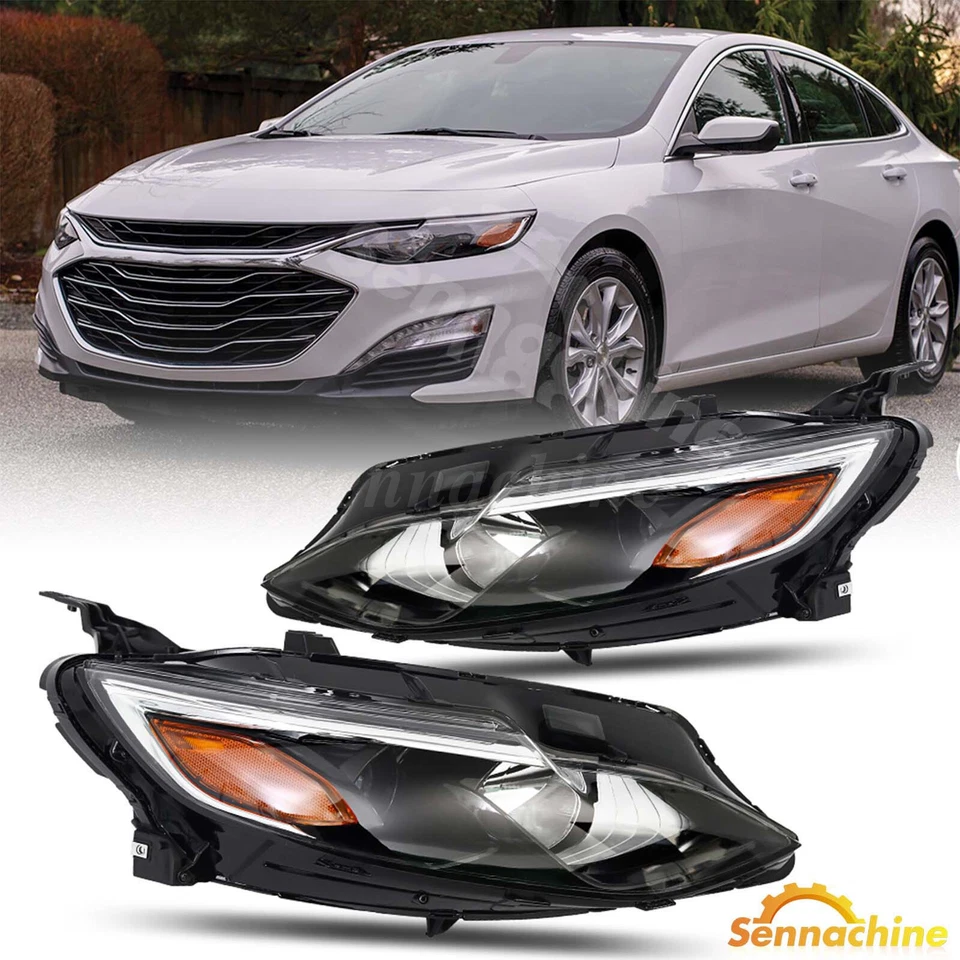 Fit 2019-2022 Chevrolet Chevy Malibu Halogen Headlight Pair Left + Right Side US - Image 1 of 4