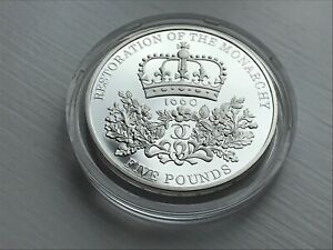 Simply-Coins~ 2010 SILVER PROOF RESTORATION OF THE MONARCHY 5 FIVE POUND COIN