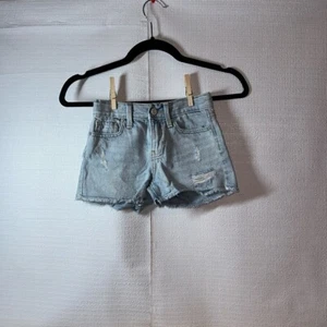 OLD NAVY Hi-Rise Light Denim Distressed Adjustable Waist Girls Shorts Size 6 - Picture 1 of 4