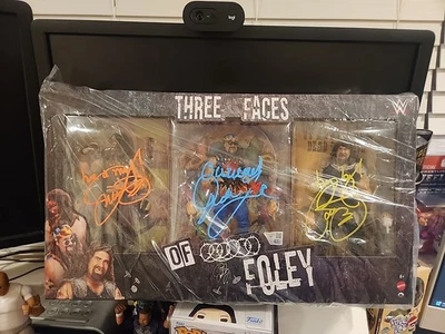 New Sealed Autograph Mattel WWE Three Faces of Foley Triple Signed Fanatics COA - Image 1 of 4