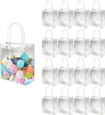 16 Sacchetti Regalo in Plastica Trasparente Con Manico, Riutilizzabili, Sacchett - Immagine 1 di 4
