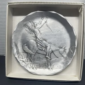 Wendell August Forge | 4.5" Aluminum Coaster | Native American on Horseback - Picture 1 of 3