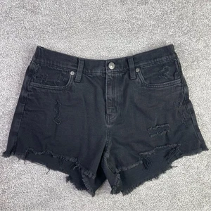 Aerie Shorts Women’s Small Black Cut Off Distressed Elastic Back Pockets Frayed - Picture 1 of 9