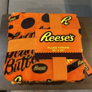 Reeses Peanut Butter Cups Orange Plush Throw Blanket 50x60 Official Licensed - Picture 1 of 4