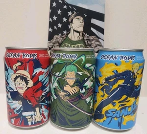One Piece Ocean Bomb Sparkling Water 3 Cans Honey Lemon, Yogurt, Tropical Fruit - Picture 1 of 5