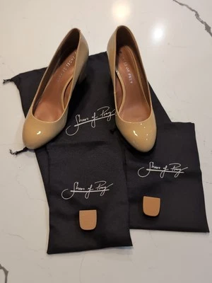 Zapatos de salón Shoes Of Prey NUDE tacones gruesos en bloque talla 8WW moda charol como nuevos Foto 1 de 4