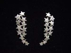 "JJ" Jonette Jewelry Silver Pewter 'SHOOTING STARS with Jewels' Pierced Earrings - Picture 1 of 1