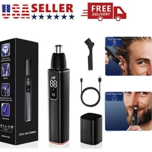 Ear and Nose Hair Trimmer with LED Display, USB Rechargeable Nose Trimmer New - Picture 1 of 10
