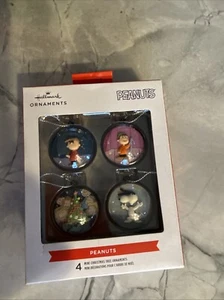 2024 Hallmark PEANUTS SNOOPY SET of 4 Mini Christmas Ornaments 1.5" NEW+BOX - Picture 1 of 4