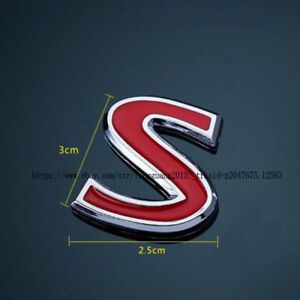 3D Red S Letter Car Emblem Trunk Lid Decal Badge For Infiniti Q50 QX50 Q60 Q70 A