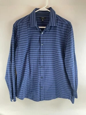 Camisa Alfani Para Hombre Mediana Azul Marino Rayas Manga Larga Abotonada Foto 1 de 4