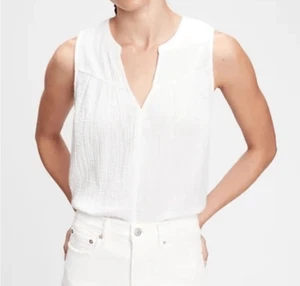 EVEREVE Women’s White 100% Cotton Gauze Sleeveless Tank Top Size Medium - Picture 1 of 6