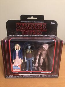 Funko Reaction Stranger Things 3 Pack Rare 2017 Convention Exclusive Figures