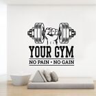 Custom Name Bodybuilding No Pain No Gain Wall Sticker Workout Fitness Crossfit